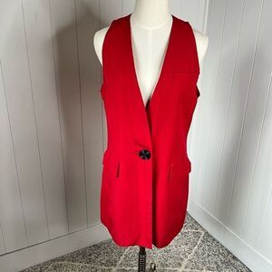 Vintage Kasper for ASL Women’s Size 6 Red Linen Blend Cardigan Jacket